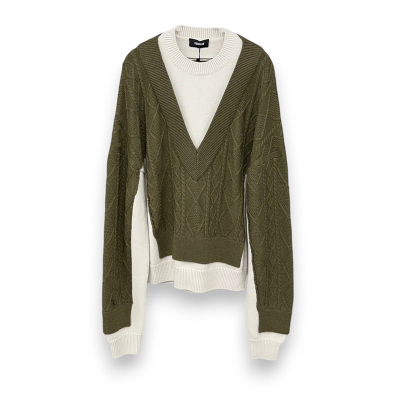 EGONLAB / DOUBLE V-NECK SWEATER