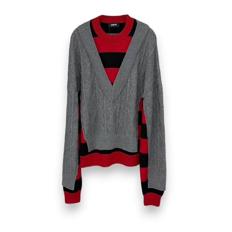 EGONLAB / DOUBLE V-NECK SWEATER