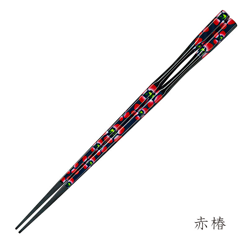 彩箸　赤椿　22.5cm　販売用　入数：5膳