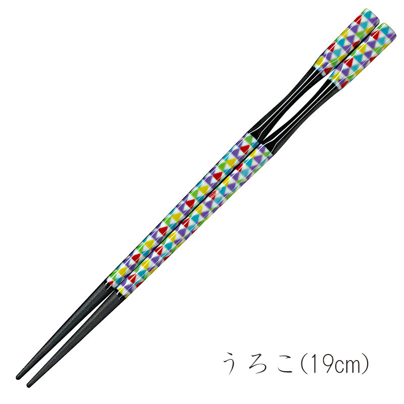 彩箸［紙パッケージ入］　うろこ　19cm(お子様向け)　入数：5膳　売店販売用