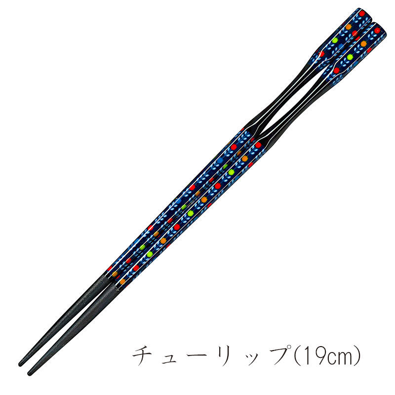 彩箸［紙パッケージ入］　チューリップ柄　19cm(お子様向け)　入数：5膳　売店販売用