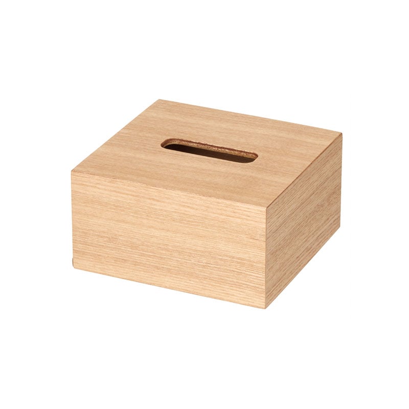 木製ティッシュボックス　ハーフ　ナチュラル　サイズ：W140×D140×H75mm