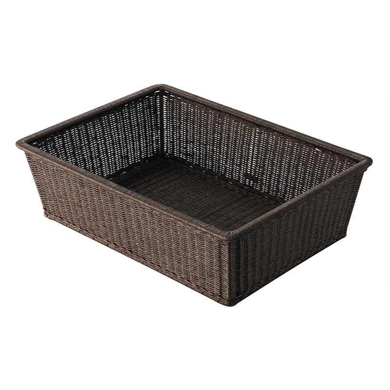 脱衣カゴ　Bsket・M　ダークブラウン　サイズ：W490×D340×H160mm