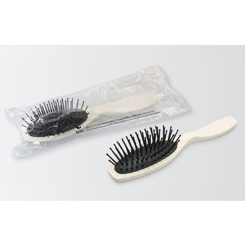 e-クリアシリーズ クッションヘアーブラシ H35　籾殻35% 　入数：300個　単価：155円