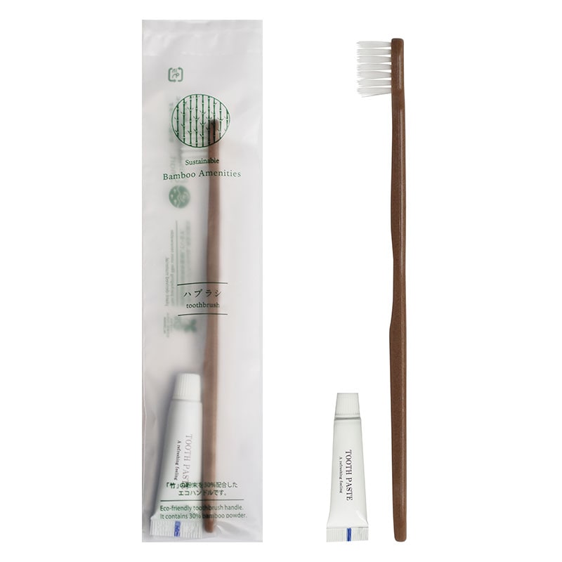 TAKENOKO　歯ブラシセット　テーパー白毛　4.5g　竹バイオマス30%配合　入数：1400個　単価：23円