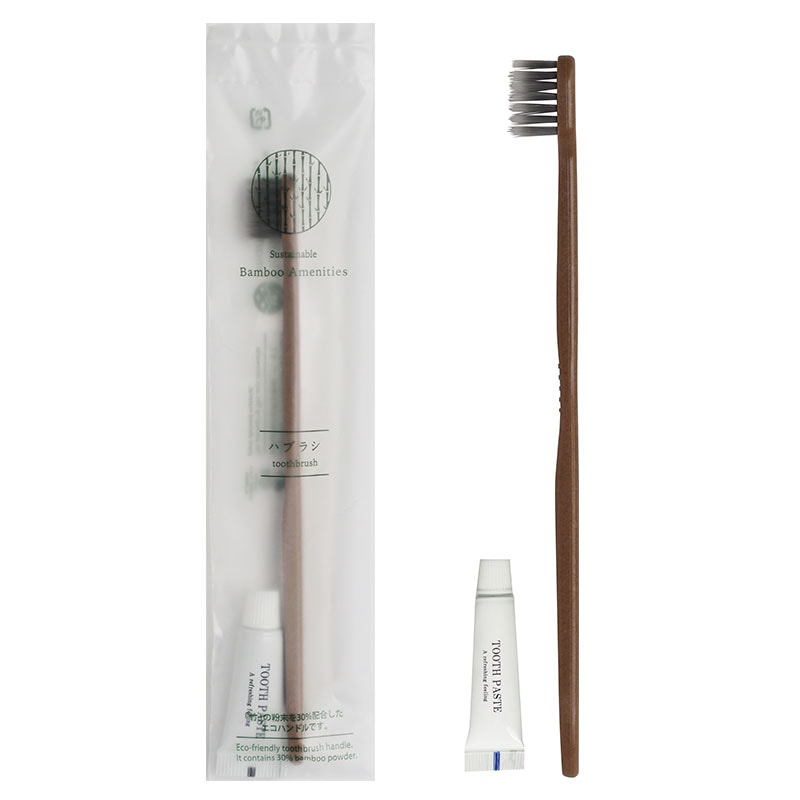 TAKENOKO　歯ブラシセット　テーパーグレー毛　4.5g　竹バイオマス30%配合　入数：1400個　単価：23円