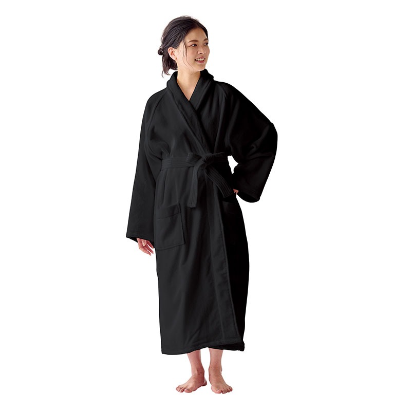 高級業務用バスローブ ブラック 約115㎝（着丈）