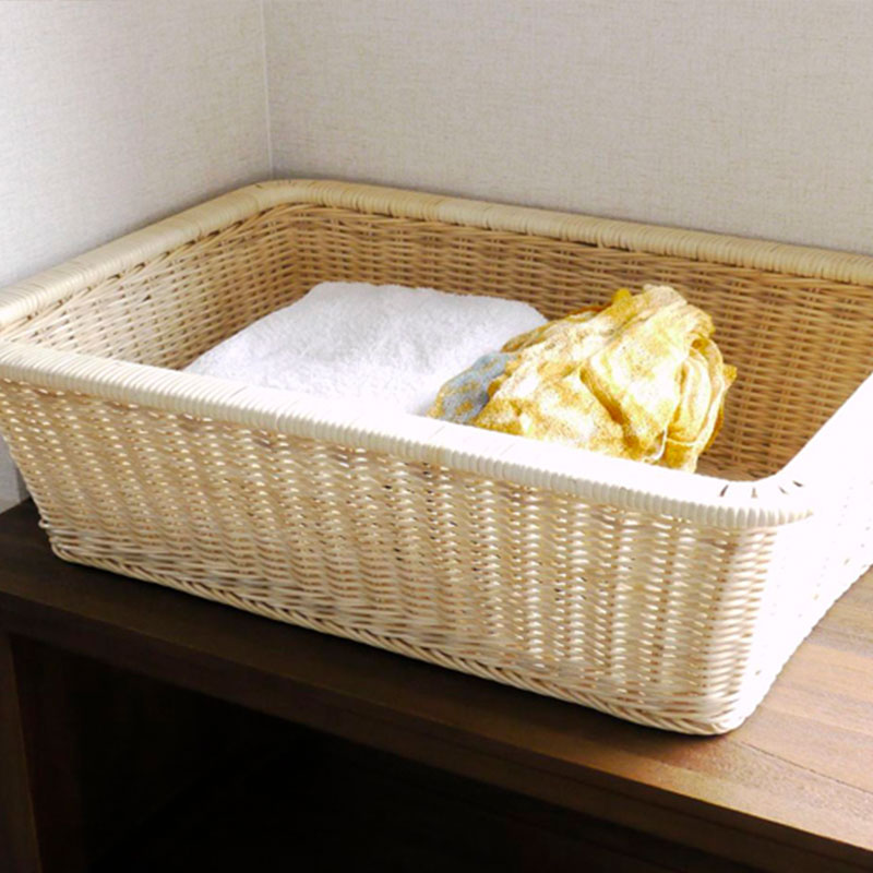 籐 脱衣カゴ ナチュラル GK505 サイズ:W530×D370×H150mm