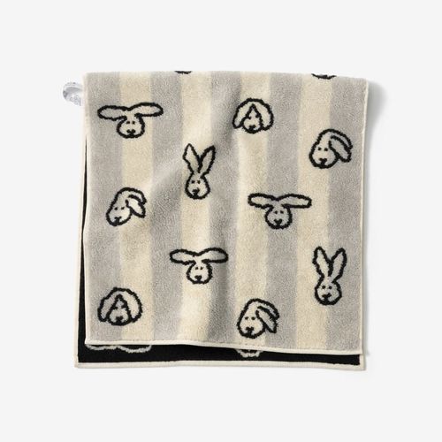 [WARMGREY TAIL] Bunny Bunny フェイスタオル - Grey Stripe