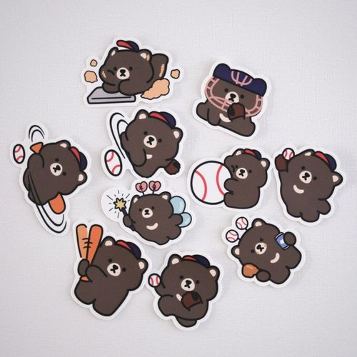 [MUZIK TIGER] 10pcs Baseboll ステッカー - Bear
