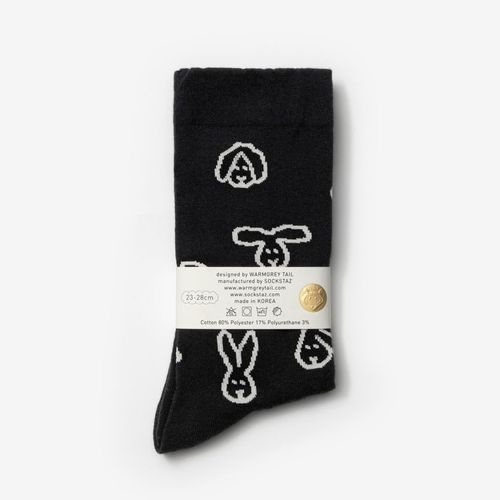 [WARMGREY TAIL] Bunny Bunny ソックス - Black