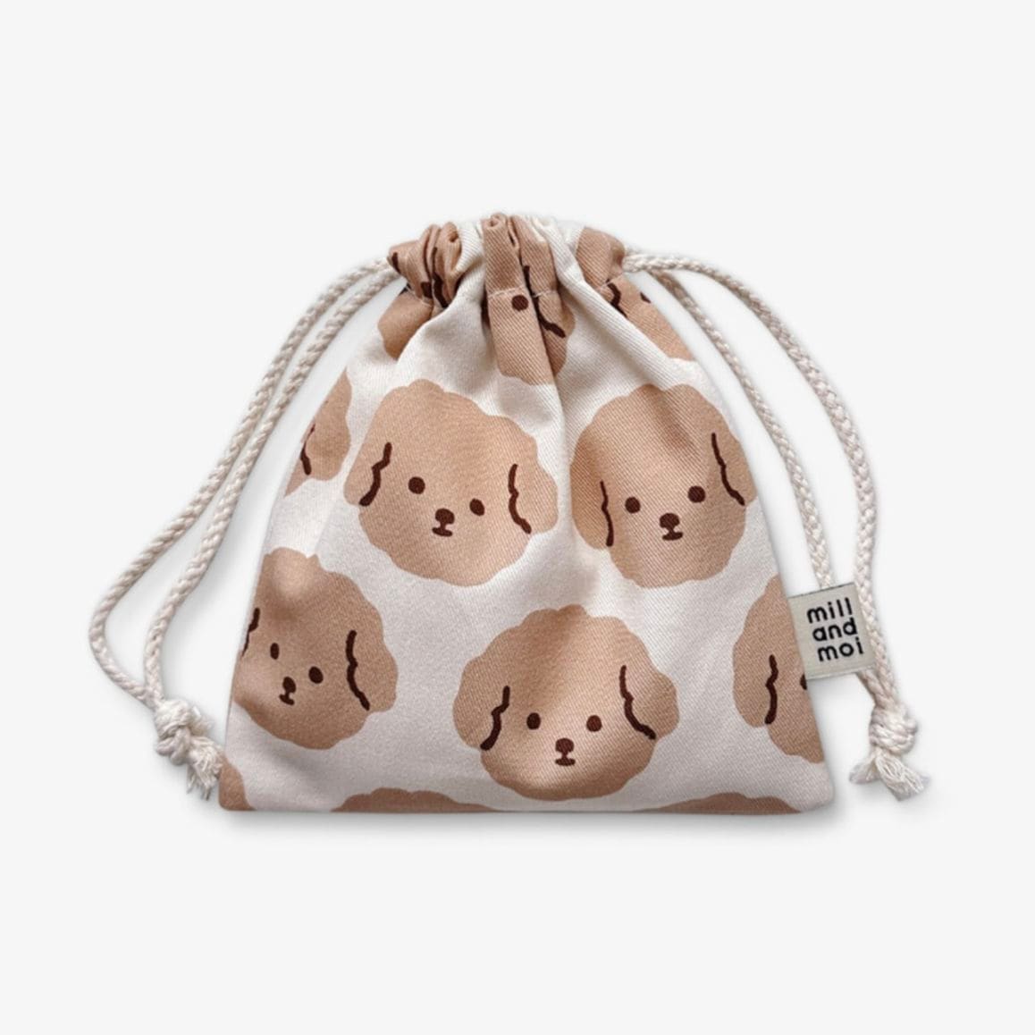 ジョリーフルール　2024大阪アイドール　ダブルポーチ＆ぶら下げ巾着ポーチ　⑥ mill and moi] 巾着ポーチ(S) - Beige poodle | BRAND | gamsung. 感性