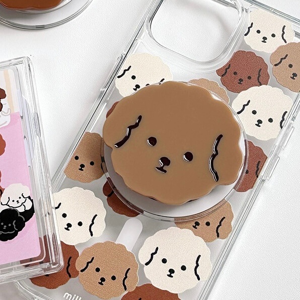 mill and moi] MagSafe 対応 スマホグリップ - Beige poodle