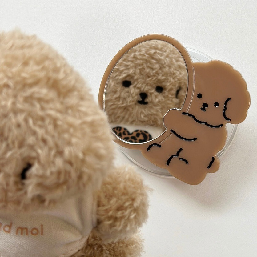 mill and moi] MagSafe 対応 スマホグリップ - Beige Poodle Mirror