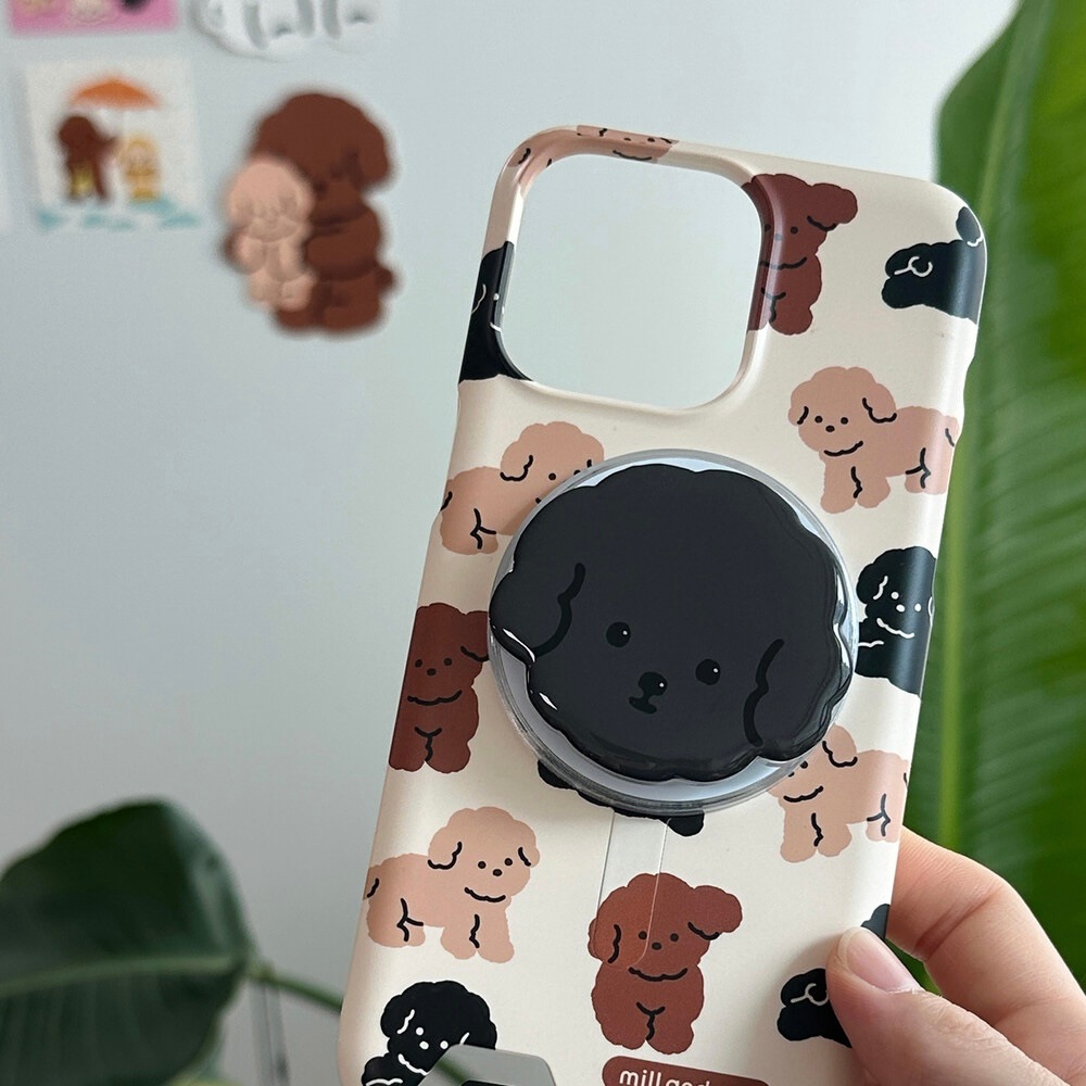 mill and moi] MagSafe 対応 スマホグリップ - Epoxy Black poodle