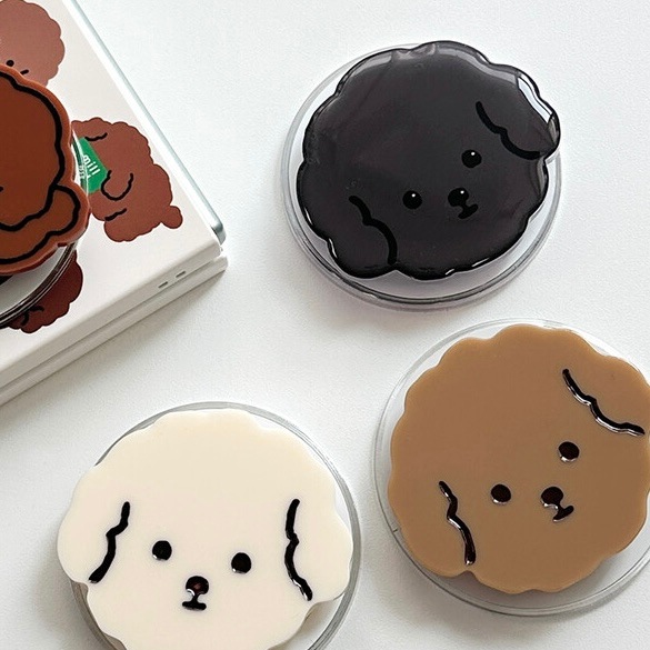 mill and moi] MagSafe 対応 スマホグリップ - Epoxy Black poodle