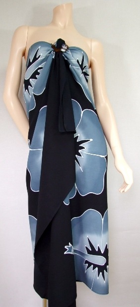 パレオ ハイビスカス ブラック/グレイ PAI-85 パレオ,フルサイズパレオ