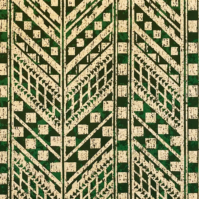 ハワイアンファブリック綿ポリ 全体柄/グリーン・ベージュ/古典/LW-23