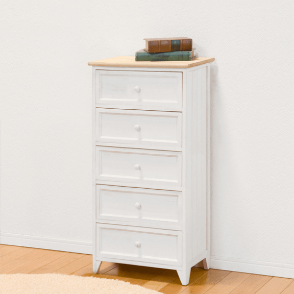 チェスト たんす フェミニン調ホワイトチェスト/収納棚/クリスタル