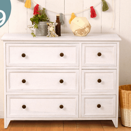 チェスト たんす フェミニン調ホワイトチェスト/収納棚/クリスタル