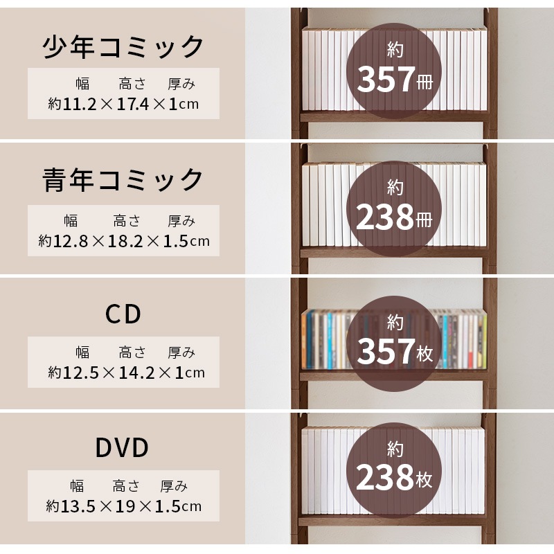 突っ張り 壁面収納ラック 幅45cm 奥行22cm 高さ203-276cm 可動棚