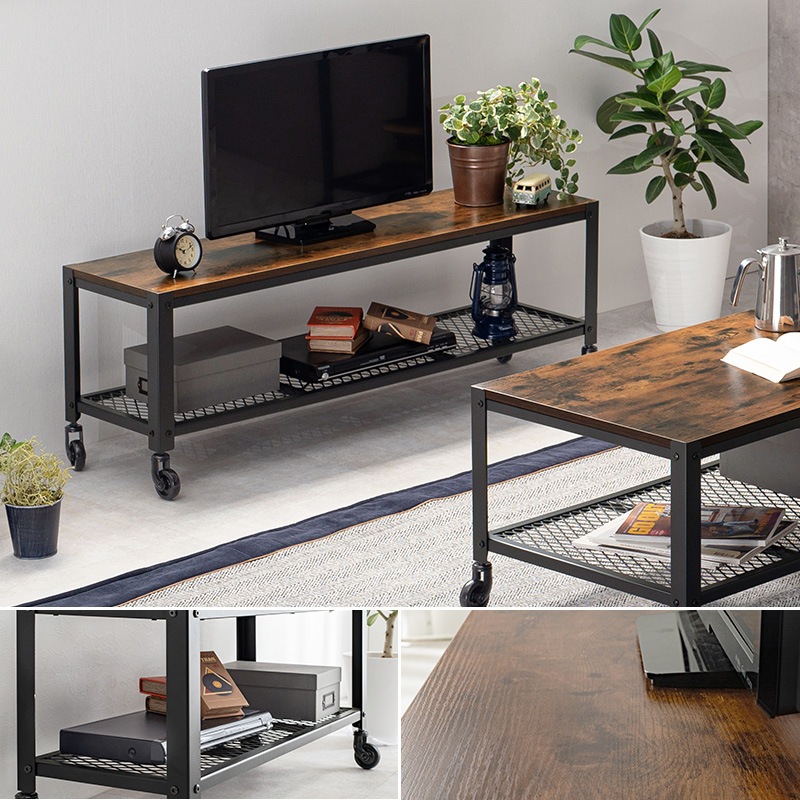 ビンテージ風 ローボード/テレビ台 【幅110×奥行30×高さ39.5cm