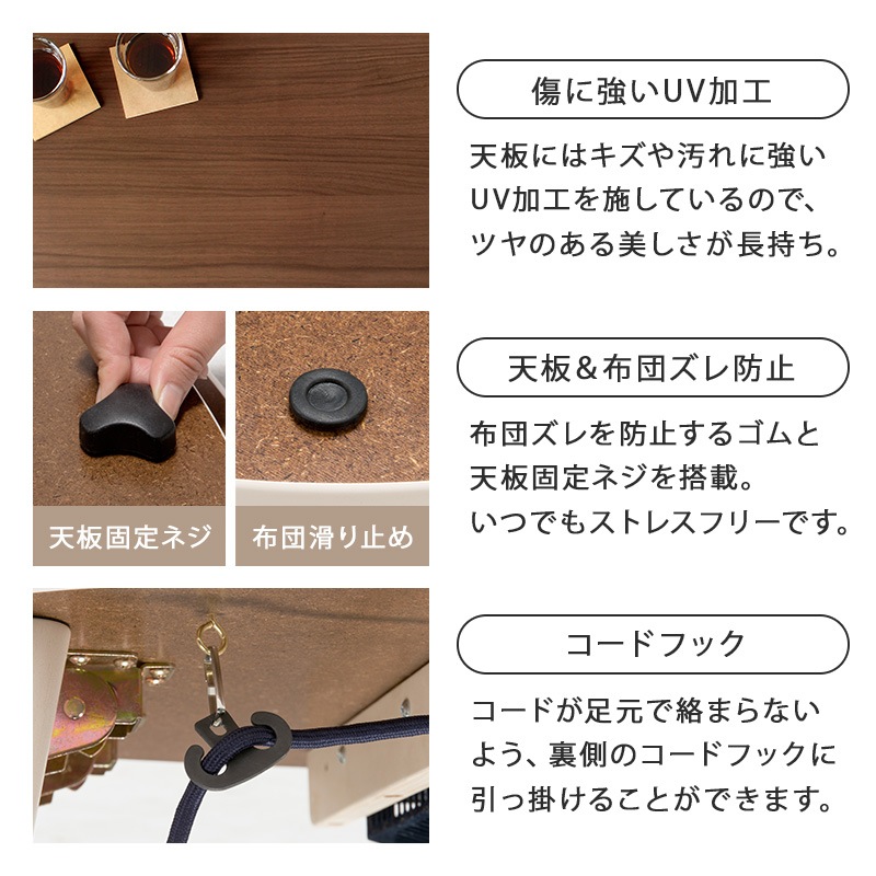 可愛いフォルムの折りたたみこたつ/テーブル掛け布団セット モクモク 円形 (約)幅68cm×高さ35.5cm 掛ふとん:φ170cm 折りたたみ収納 円卓 組立品