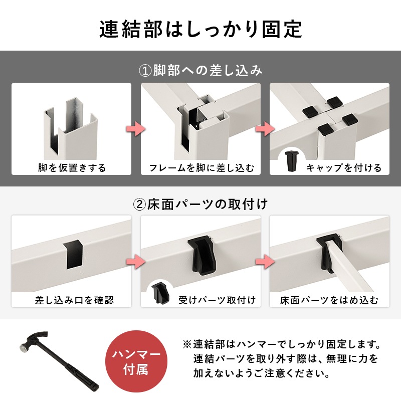 はめ込み式の組立て簡単ベッド/シングルベッド ボンネルコイルマットレス付 ネジ不要 シンプルデザイン 組立品