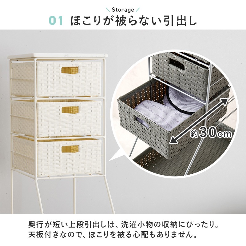 ランドリーラック ラタン調収納ラック 隙間収納 スリムタイプ 幅25