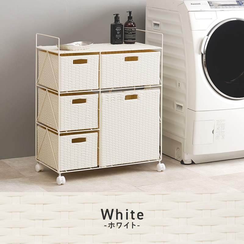 ※ ラタン調ランドリーワゴン 幅65cmタイプ ホワイト [8257] ラタン調ランドリーワゴン 幅65cmタイプ ホワイト [8257] ラタン調