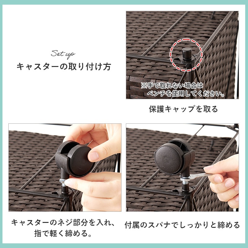 ランドリーワゴン 洗濯カゴ バスケット収納 幅65cm ランドリーラック ラタン調 おしゃれ キャスター付き 組立式