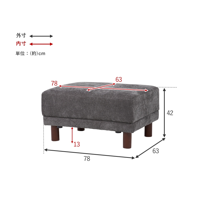 【美品】オットマン　グレー　幅・奥行57cm・高さ42cm 楽天市場】オットマン ワイド 足置き 幅70cm 奥行50cm