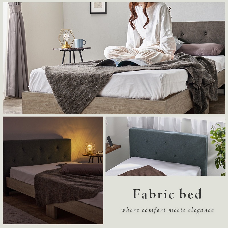 おしゃれなファブリックヘッドボード デザインベッド シングルベッド