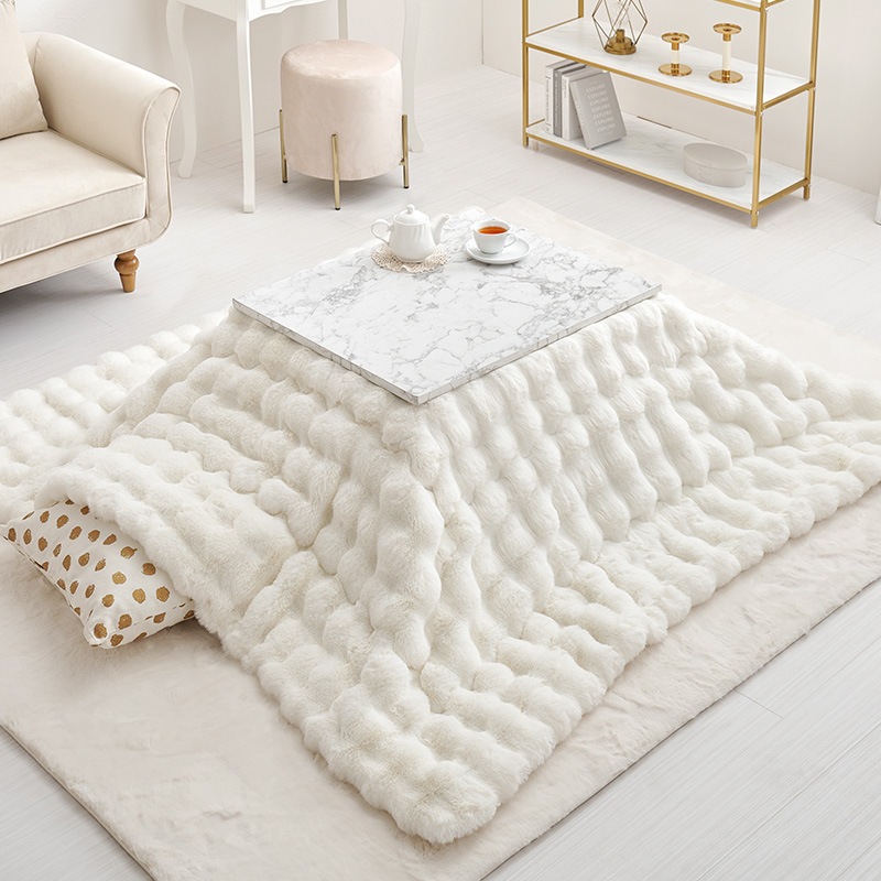 可愛い大理石柄のこたつ/テーブル掛け布団セット ルナ (約)幅75×奥行60×