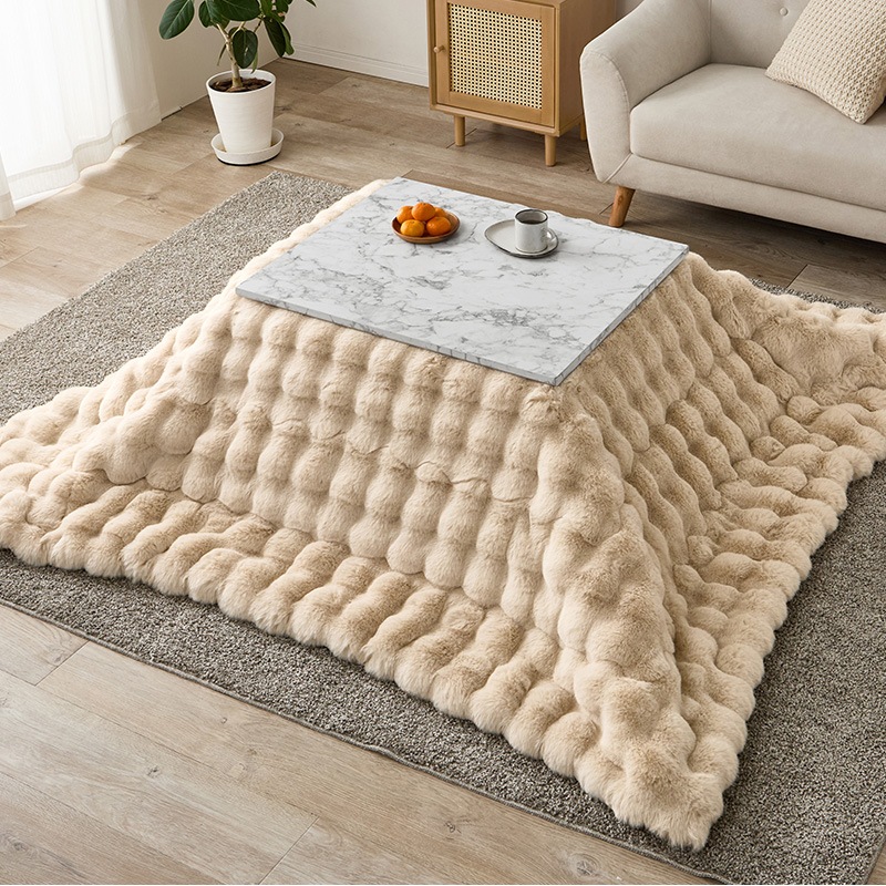 可愛い大理石柄のこたつ/テーブル掛け布団セット ルナ (約)幅75×奥行60×