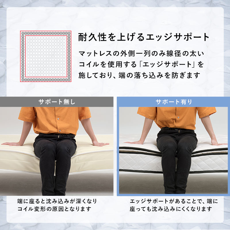ピロートップ仕様 ポケットコイルマットレスベッド SSS(セミシングルショート)サイズ すのこフレーム 脚付き 組立品 〔ベッドルーム〕