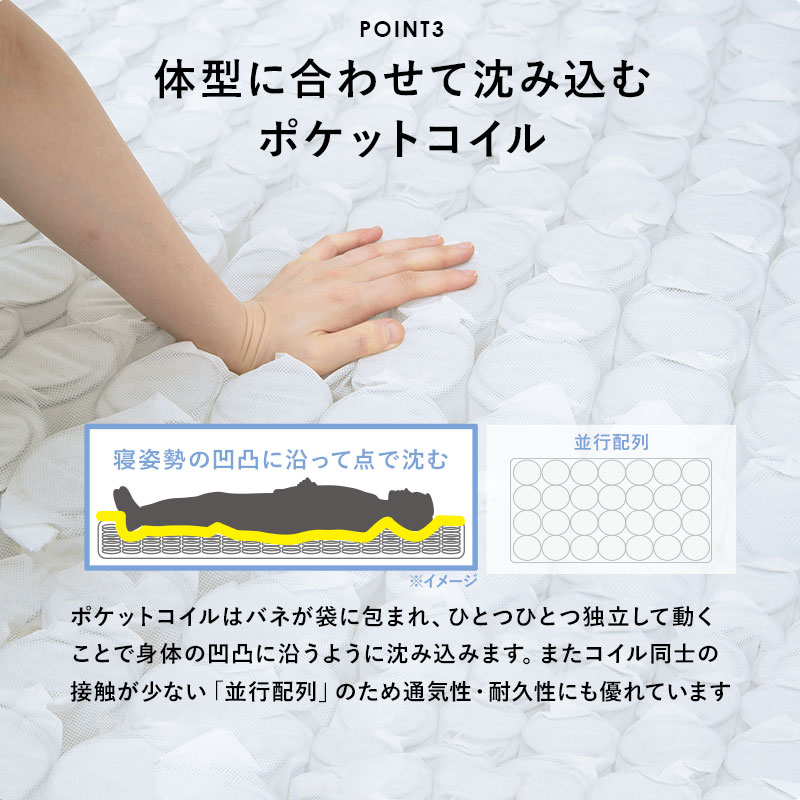ピロートップ仕様 ポケットコイルマットレスベッド SSS(セミシングルショート)サイズ すのこフレーム 脚付き 組立品 〔ベッドルーム〕