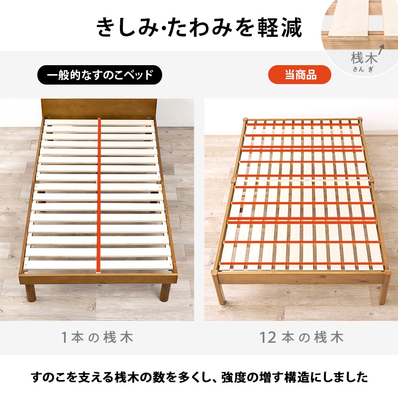 組立簡単 すのこベッド SD(セミダブルベッド)/耐荷重350kg 天然木 ベッド下収納 組立品 〔ベッドルーム〕