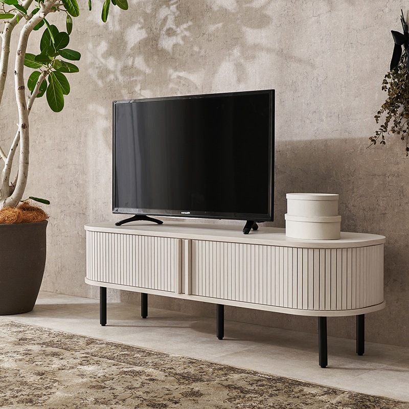 おしゃれなタンブール扉 テレビ台 ローボード 119cm幅 タンブール扉 テレビボード アイアン 木目調 32型 40型 43型 50型 対応 組立品 ブラウン ナチュラル ホワイト
