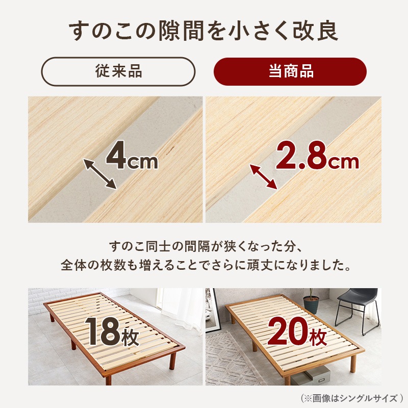 シンプルなロータイプ すのこベッド SD(セミダブル)ロングサイズ シンプルなロータイプ すのこベッド SD(セミダブル)ロングサイズ