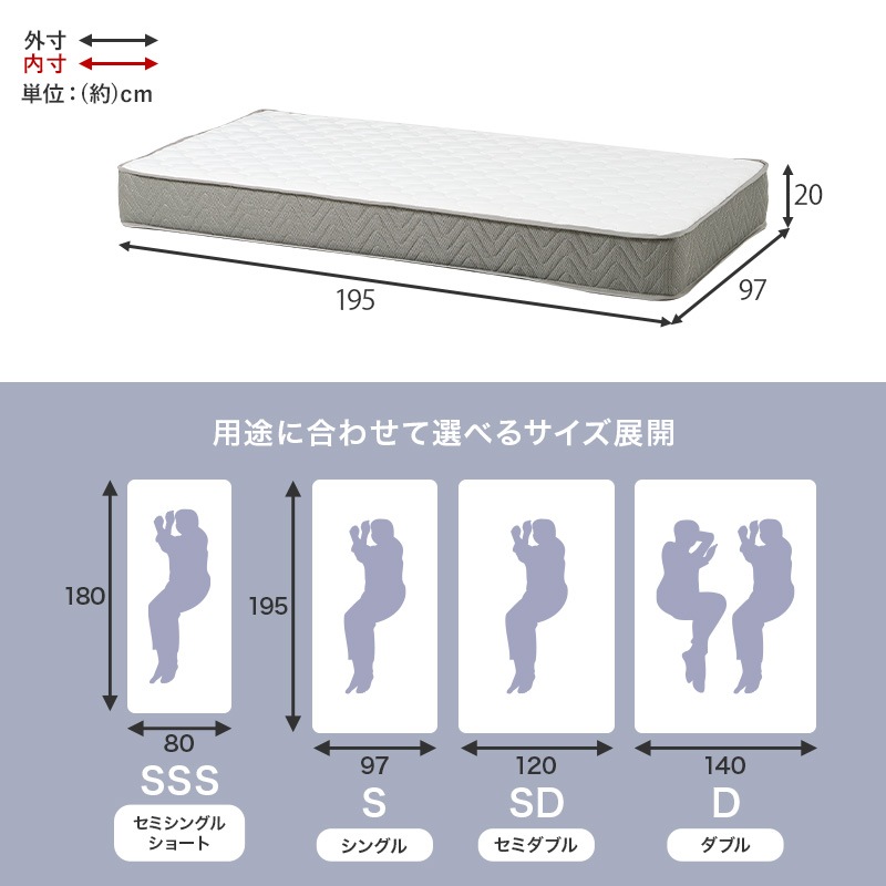 ポケットコイル マットレス シングル S 快眠 高密度 ニット生地