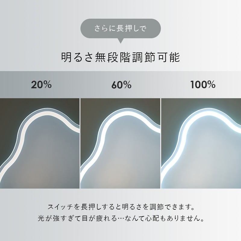 LEDライト付き おしゃれなウェーブミラーのドレッサー＆スツール 2点セット 幅約75cm コスメ収納 テーブル メイク台 おしゃれ〔ベッドルーム 寝室〕