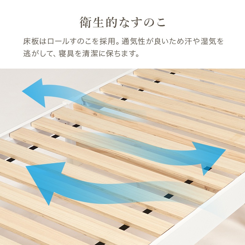 クラシカルなモチーフをあしらったエレガントベッドS（シングル）/ボンネルコイルマットレスセット 組立簡単 木製すのこベッド コンセント付 大容量ベッド下収納 組立品 〔ベッドルーム〕