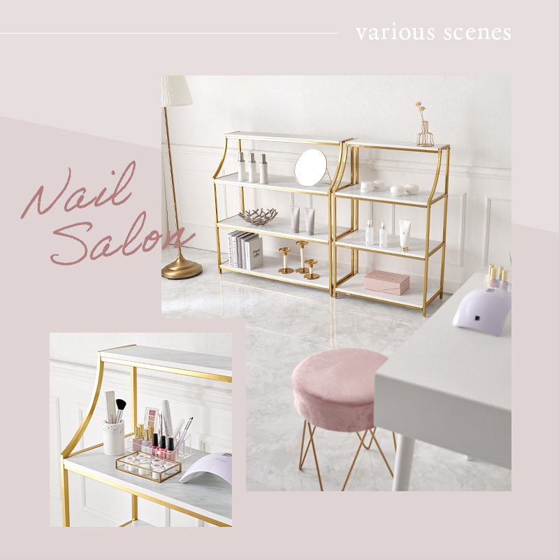 ラック エレガントなゴールドフレーム 大理石調オープンラック