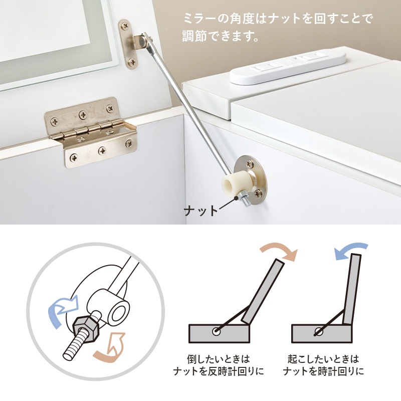 ドレッサー＆スツール 2点セット 幅51cm LEDライト付き 2口