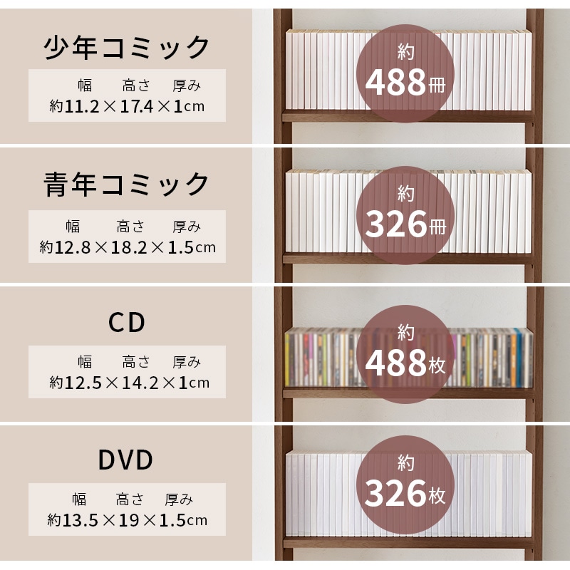 突っ張り 壁面収納ラック (約)幅60×奥行22×高さ203～276cm ダーク