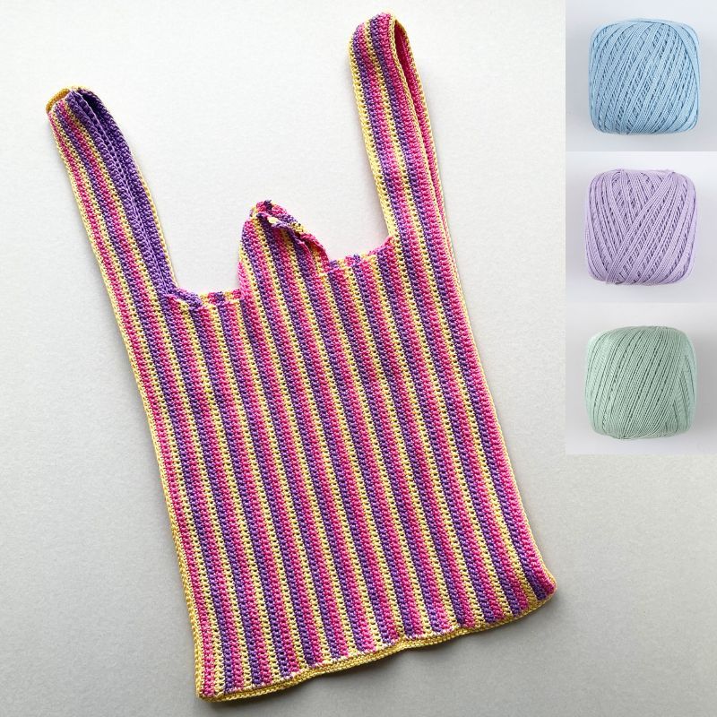 【Keitoキット】「毛糸だま2020春」マルシェバッグ（ケーブル5 ver.）パステルMIX