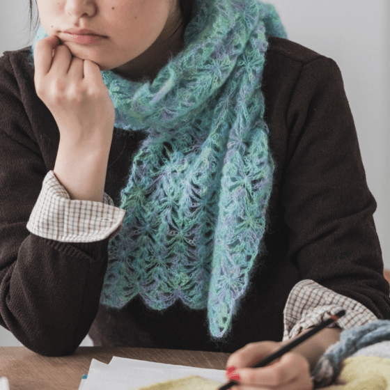 【糸セット】「Enjoy Keitoあみものダイアリー」 P.07 モヘアのクロッシェショール