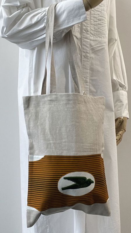 リネンフラットバッグ  ツバメ  生なり