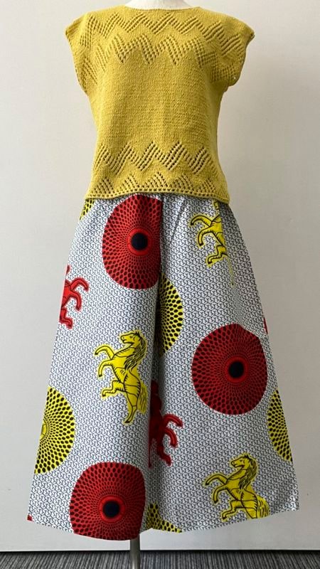 ワイドパンツ88cm ホースと太陽柄